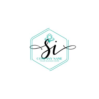 Çiçek ve Min ile Modern El Yazısı SI İlk Logo Şablonları
