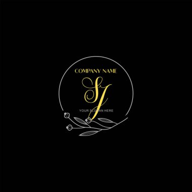 Çiçek ve Lüks Acc ile el yazması SJ İlk Logo Şablonları