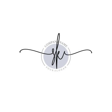 Çiçek ve Min ile Modern El Yazısı SK İlk Logo Şablonları