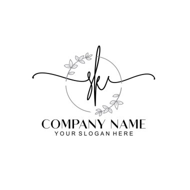 Çiçek ve Min ile Modern El Yazısı SK İlk Logo Şablonları