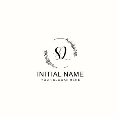 Çiçek ve Lüks Acc ile el yazması SL İlk Logo Şablonları