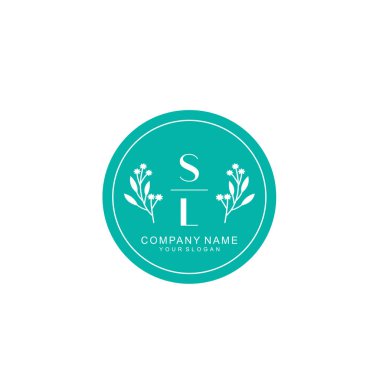 El yazısı SL Baş harfleriyle Çiçek Monogram Logosu Ayarları