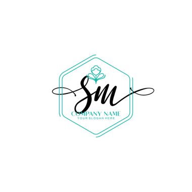 Çiçek ve Min ile Modern El Yazıları SM İlk Logo Şablonları