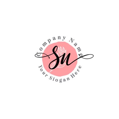 Çiçek ve Min ile Modern El Yazısı SN İlk Logo Şablonları