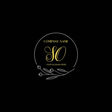Çiçek ve Lüks Acc ile El Yazısıyla SO İlk Logo Şablonları