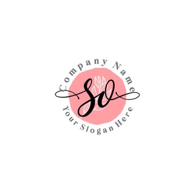 Çiçek ve Min ile Modern El Yazısı SO İlk Logo Şablonları