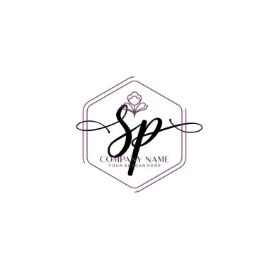Çiçek ve Min ile Modern El Yazısı SP İlk Logo Şablonları