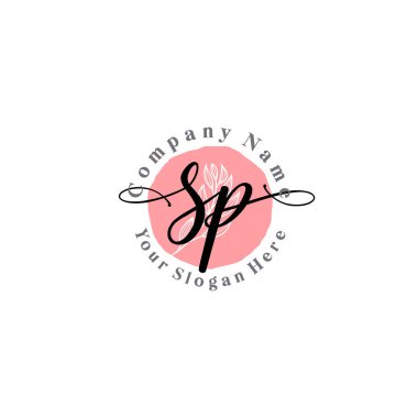 Çiçek ve Min ile Modern El Yazısı SP İlk Logo Şablonları