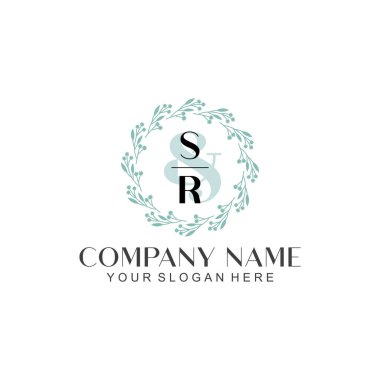 El yazısı SR Baş harfleriyle Çiçek Monogram Logosu Ayarları