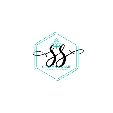 Çiçek ve Min ile Modern El Yazıları SS İlk Logo Şablonları