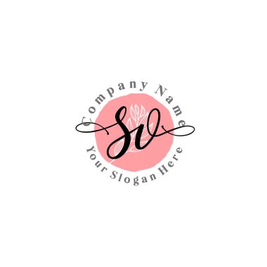 Çiçek ve Min ile Modern El Yazısı SV İlk Logo Şablonları
