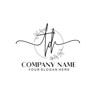 Çiçek ve Min ile Modern El Yazısı TD İlk Logo Şablonları
