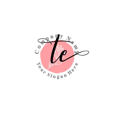 Çiçek ve Min ile Modern El Yazısı TE İlk Logo Şablonları