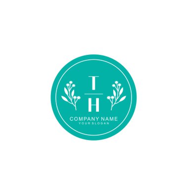 El yazısı TH Baş harfleriyle Çiçek Monogram Logosu Ayarları