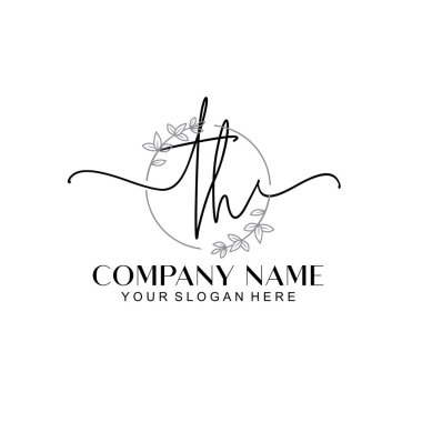 Çiçek ve Min ile Modern El Yazısı TH İlk Logo Şablonları