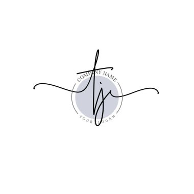 Çiçek ve Min ile Modern El Yazısı TJ İlk Logo Şablonları