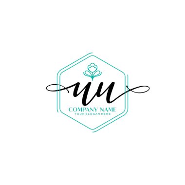 Çiçek ve Min ile Modern El Yazıları UU İlk Logo Şablonları