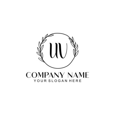 El yazısı UV Baş harfli Çiçek Monogram Logosu