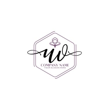 Çiçek ve Min ile Modern El Yazısı UV İlk Logo Şablonları