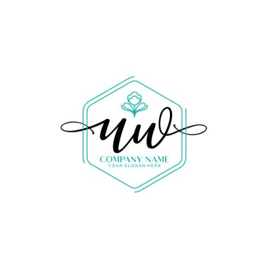 Çiçek ve Min ile Modern El Yazıları UW İlk Logo Şablonları