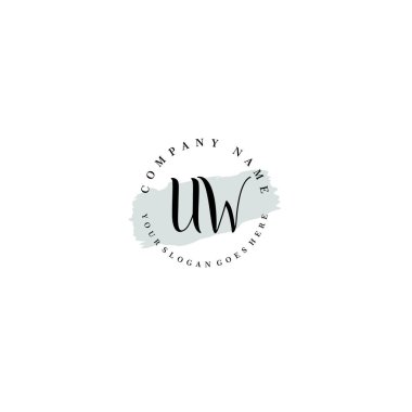 El yazısı UW Baş harfli Çiçek Monogram Logosu
