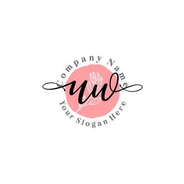 Çiçek ve Min ile Modern El Yazıları UW İlk Logo Şablonları