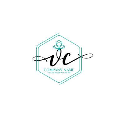Çiçek ve Min ile Modern El Yazıları VC İlk Logo Şablonları