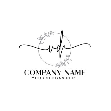 Çiçek ve Min ile Modern El Yazısı VD İlk Logo Şablonları