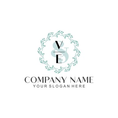 El yazısı VE Baş harfleriyle Çiçek Monogram Logosu Ayarları