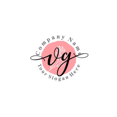 Çiçek ve Min ile Modern El Yazısı VG İlk Logo Şablonları