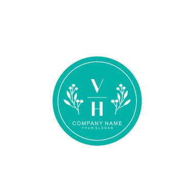 El yazısı VH Baş harfleriyle Çiçek Monogram Logosu Ayarları