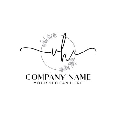 Çiçek ve Min ile Modern El Yazısı VH İlk Logo Şablonları