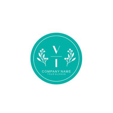El yazısı VI Baş harfleriyle Çiçek Monogram Logosu Seti