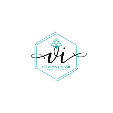 Çiçek ve Min ile Modern El Yazısı VI İlk Logo Şablonları