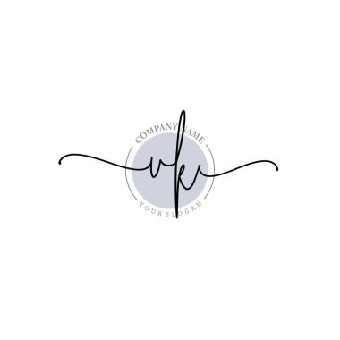 Çiçek ve Min ile Modern El Yazısı VK İlk Logo Şablonları