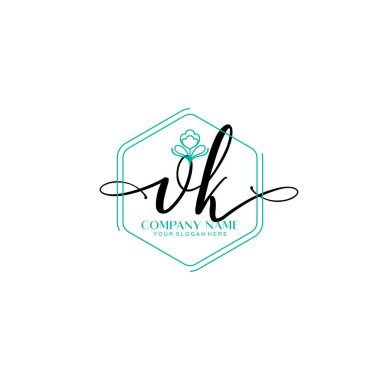 Çiçek ve Min ile Modern El Yazısı VK İlk Logo Şablonları