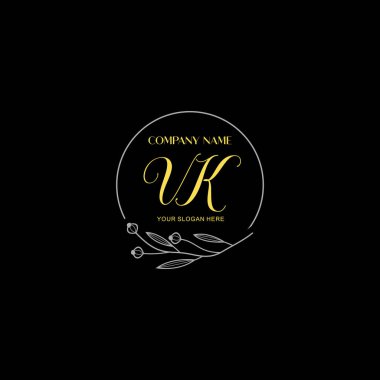 Çiçek ve Lüks Acc ile el yazısıyla VK İlk Logo Şablonları