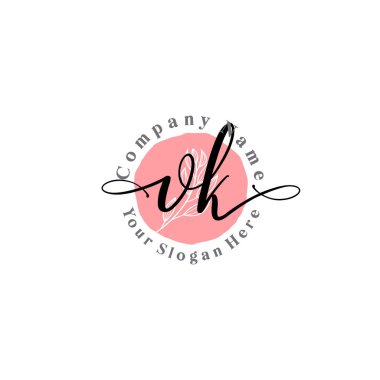 Çiçek ve Min ile Modern El Yazısı VK İlk Logo Şablonları