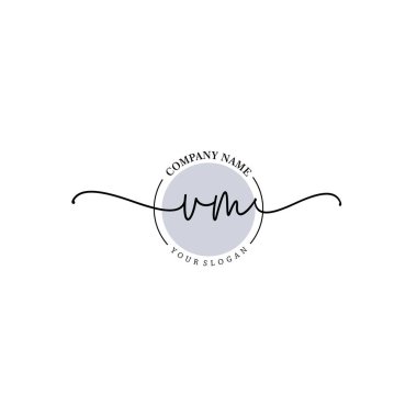 Çiçek ve Min ile Modern El Yazısı VM İlk Logo Şablonları