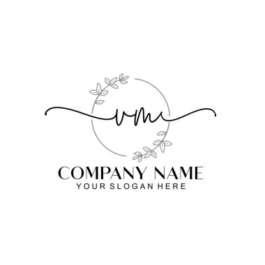 Çiçek ve Min ile Modern El Yazısı VM İlk Logo Şablonları