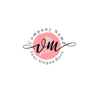 Çiçek ve Min ile Modern El Yazısı VM İlk Logo Şablonları