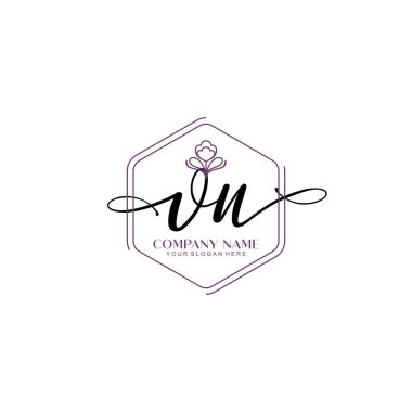 Çiçek ve Min ile Modern El Yazıları VN İlk Logo Şablonları