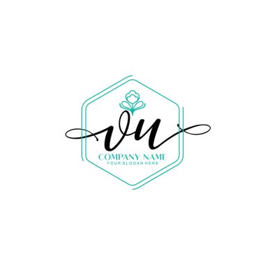 Çiçek ve Min ile Modern El Yazıları VU İlk Logo Şablonları