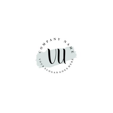 El yazısı VU Baş harfleriyle Çiçek Monogram Logosu Ayarları