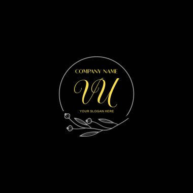 Çiçek ve Lüks Acc ile El Yazısıyla VU İlk Logo Şablonları