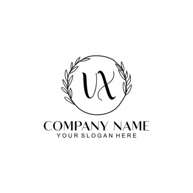 El yazısı VX Baş harfleriyle Çiçek Monogram Logosu Ayarları