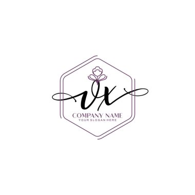 Çiçek ve Min ile Modern El Yazısı VX İlk Logo Şablonları