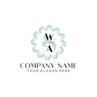 El yazısı WA Baş harfleriyle Çiçek Monogram Logosu Ayarları