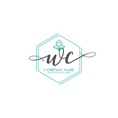 Çiçek ve Min ile Modern El Yazıları WC İlk Logo Şablonları