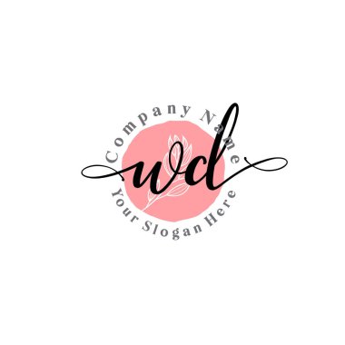 Çiçek ve Min ile Modern El Yazısı WD İlk Logo Şablonları